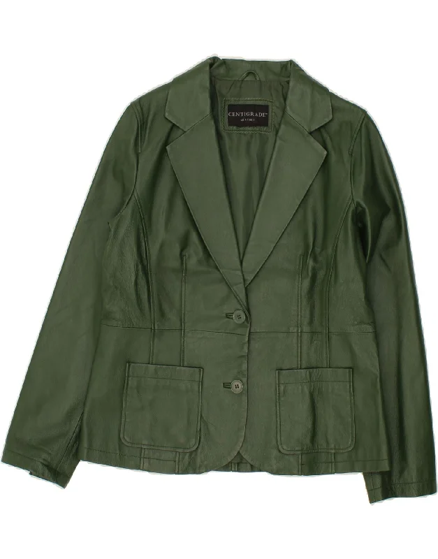 Women's Bomber CoatsCENTIGRADE Womens Leather Jacket UK 14 Medium Green Leather