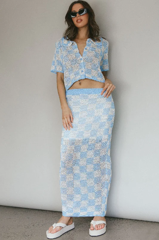 Women's Shirt Collar SkirtsByron Bay Crochet Maxi Skirt Blue