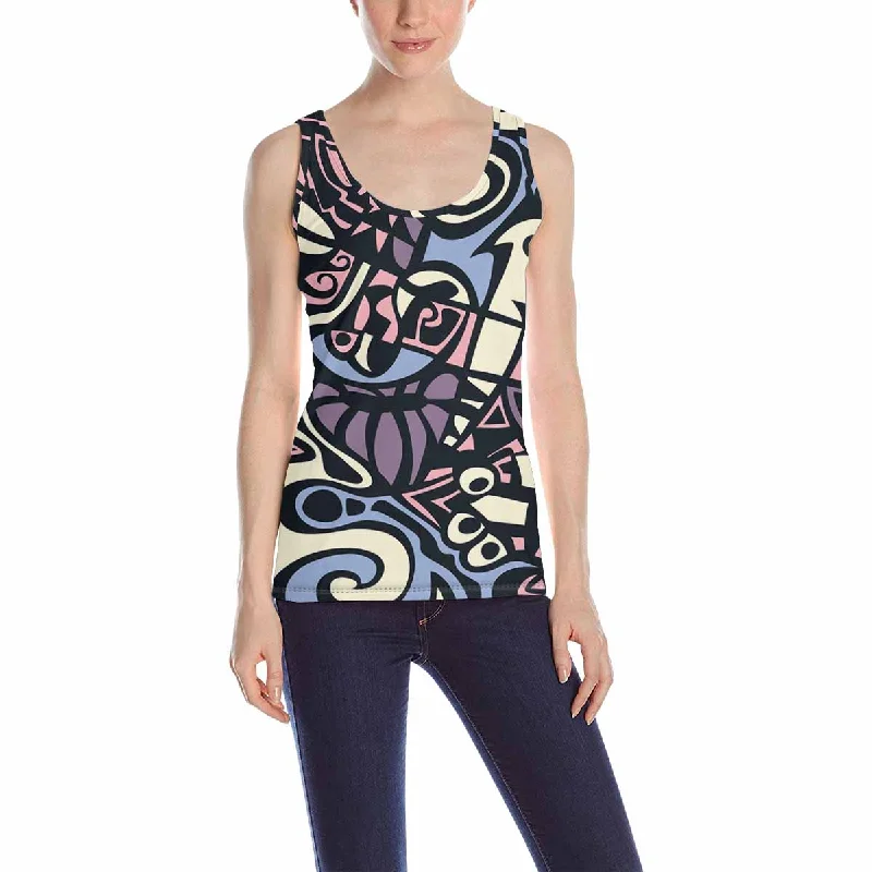 Women's Round-Neck BlouseWomen's Tank Top print with Abstract colorful pattern