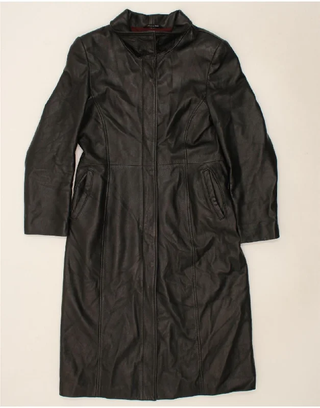 Women's Winter CoatsVINTAGE Womens Leather Coat UK 12 Medium Black Leather