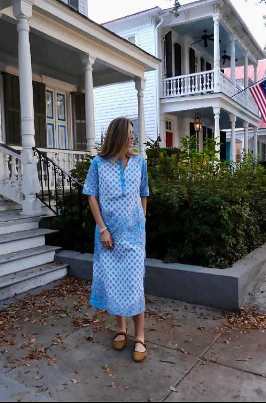 Women's Peter Pan Collar DressesDiane Midi Dress Sky Blue Bandana