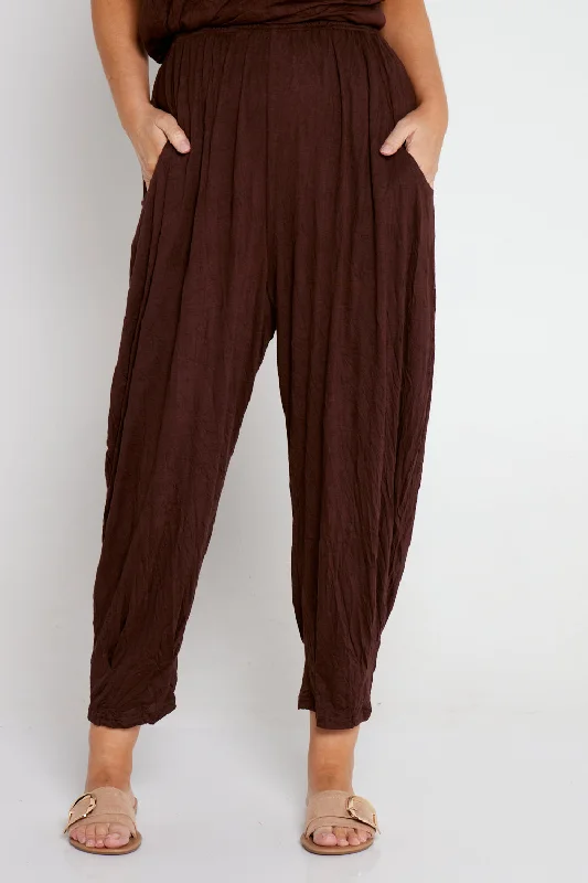 Women's Jodhpurs with V-Shaped CollarAlisha Pants - Chocolate