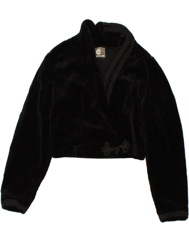 Women's Coats with Fur TrimmedVINTAGE Womens Velvet Blazer Jacket UK 10 Small Black