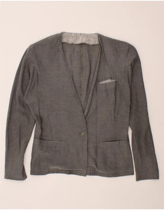 Women's Wool CoatsGERRY WEBER Womens 1 Button Blazer Jacket EU 34 XS Grey Cotton