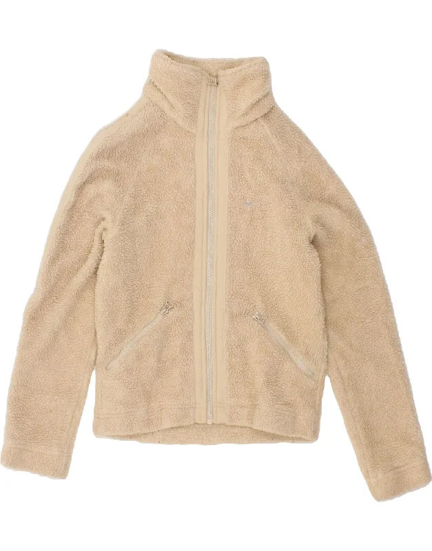 Stylish Women's CoatsNIKE Womens Fleece Jacket UK 8/10 Small Beige Polyester