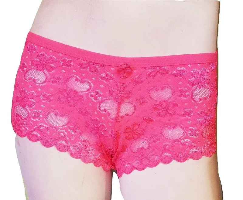 seamless sleepwear underwear for womenPlus-Size All-Lace Boyshorts - Hot Pink