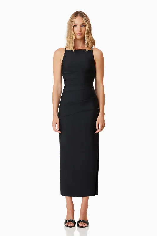 Women's Low-Neck DressesRose Midi Dress - Black