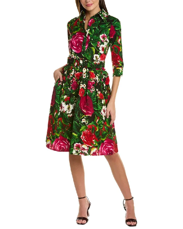 Women's Keyhole-Neck DressesSamantha Sung Audrey 1 3/4-Sleeve Shirtdress