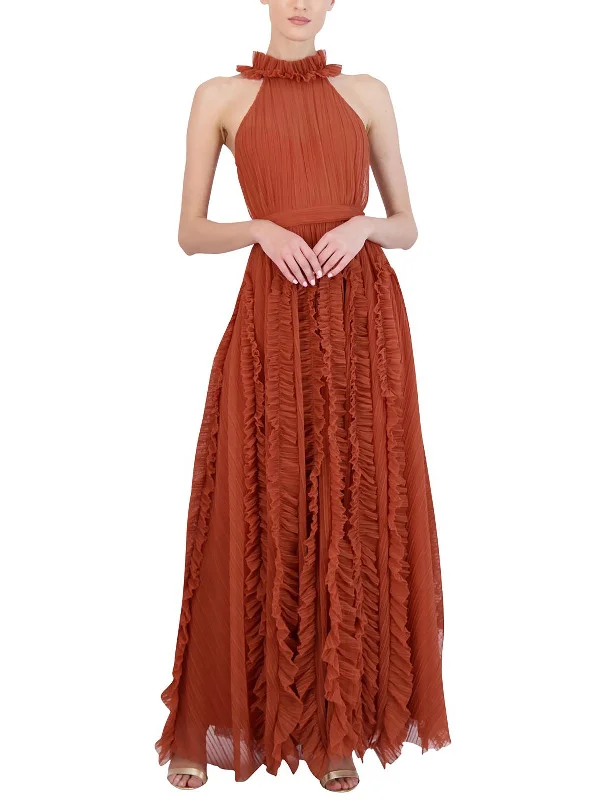 Women's Sweetheart-Neck DressesWomens Ruffled Long Evening Dress