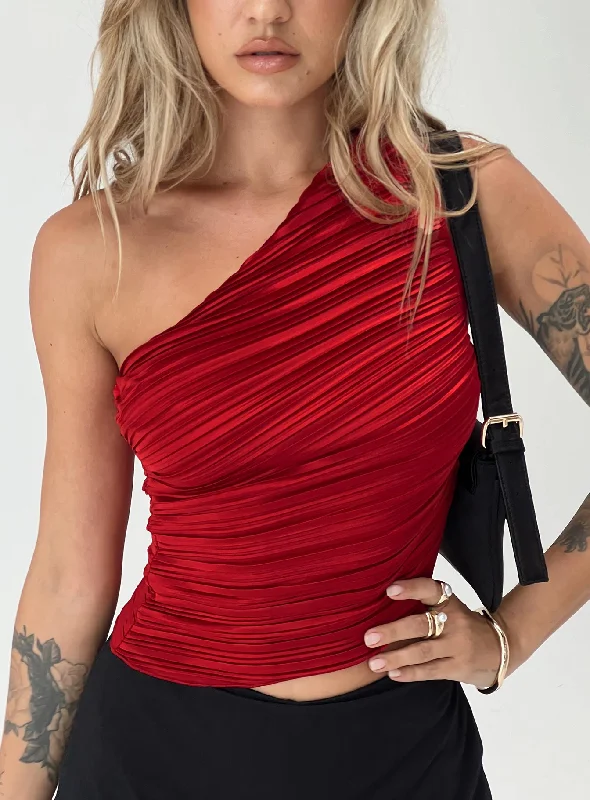 Women's Blouse for BusinessBrinstead One Shoulder Top Red