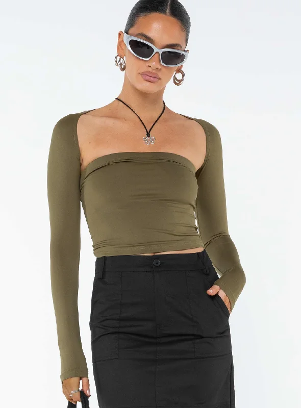 Women's Blouse with FlouncesDeandra Top Olive