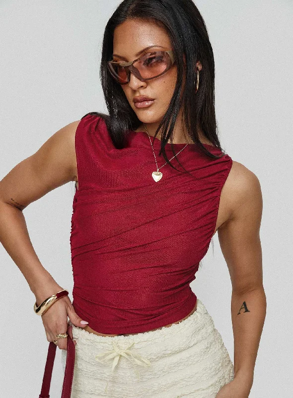 Women's Blouse with Notched CollarHasso Top Burgundy