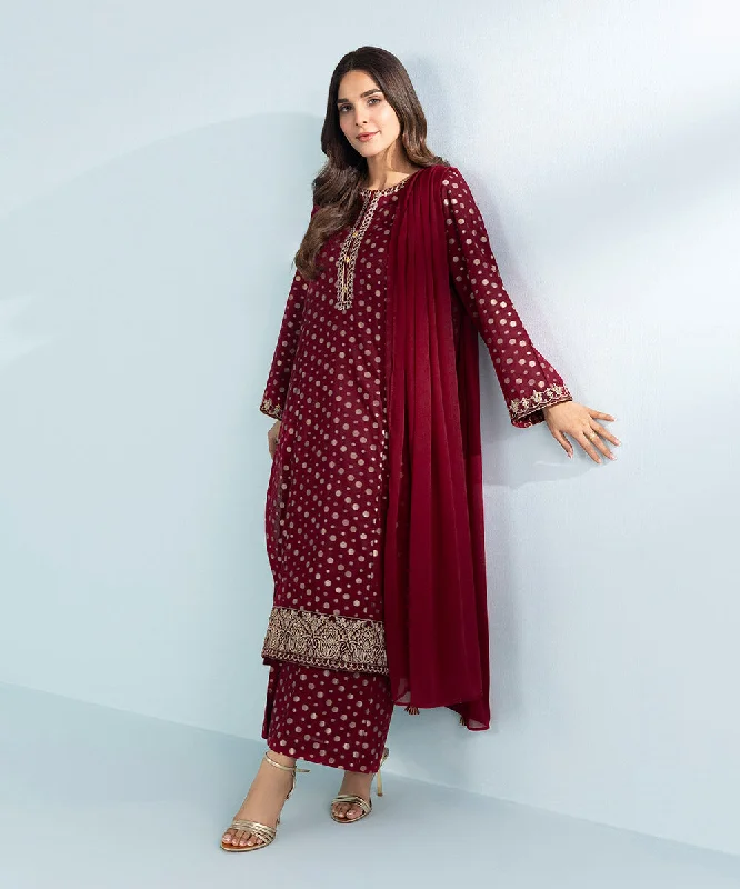 women's pajamas with a fitted design3 Piece - Embroidered Jacquard Suit