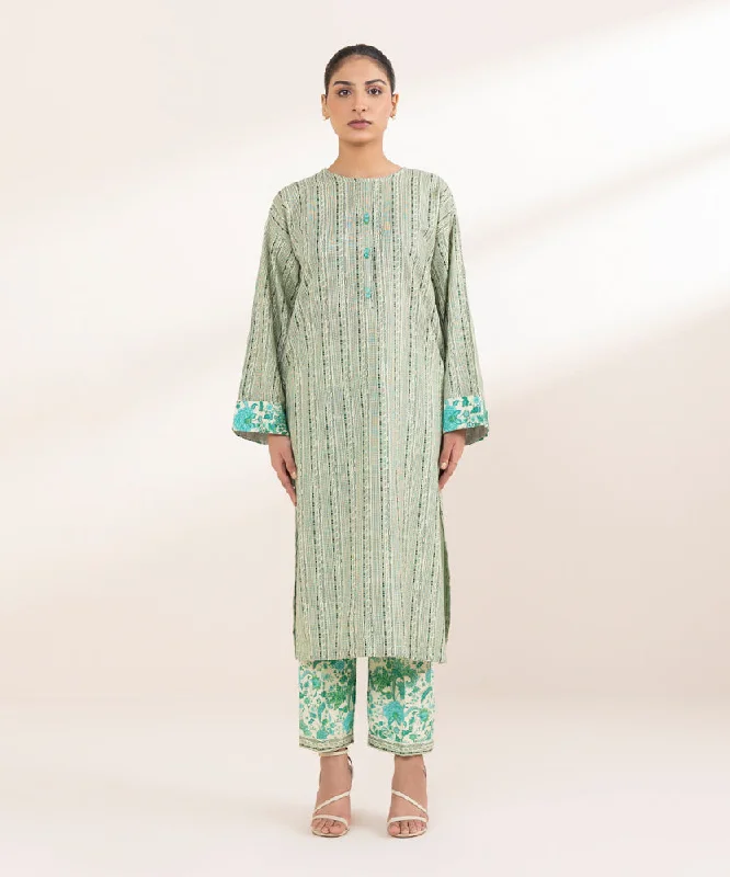 women's pajamas for hot summer nightsPrinted Khaddar Shirt