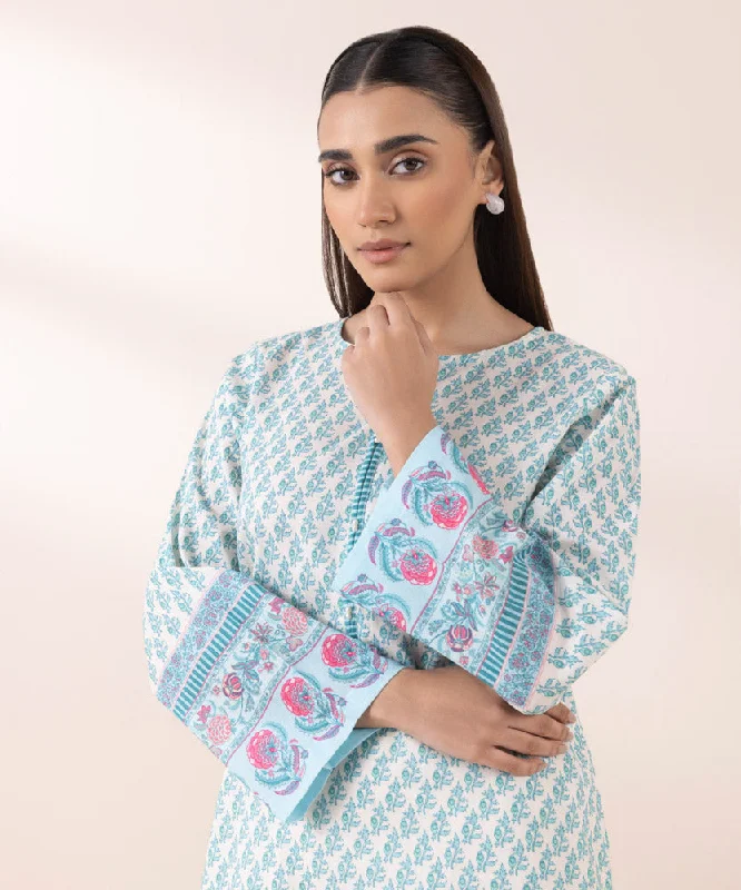 women's pajamas with an adjustable necklinePrinted Khaddar Shirt