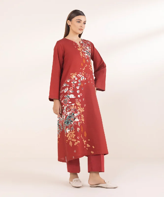 women's pajamas with elastic waistbandsPrinted Khaddar Shirt