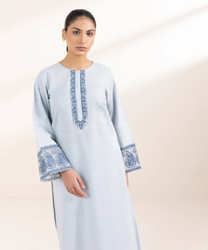 women's pajamas with built-in braEmbroidered Khaddar Shirt