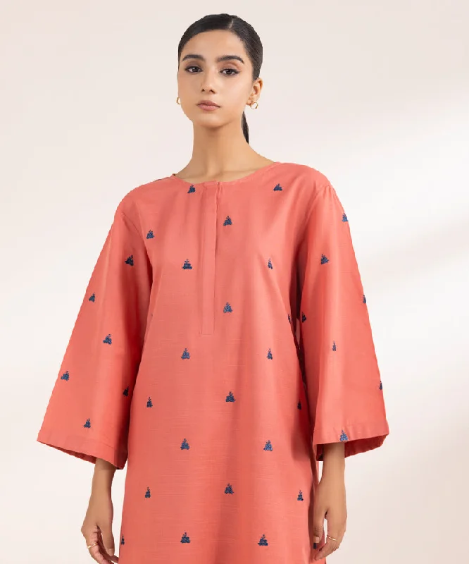 women's pajamas with a blend of comfort, style, and functionalityEmbroidered Light Khaddar Shirt