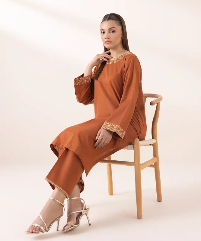 women's pajamas with a relaxed, casual vibeEmbroidered Light Khaddar Shirt