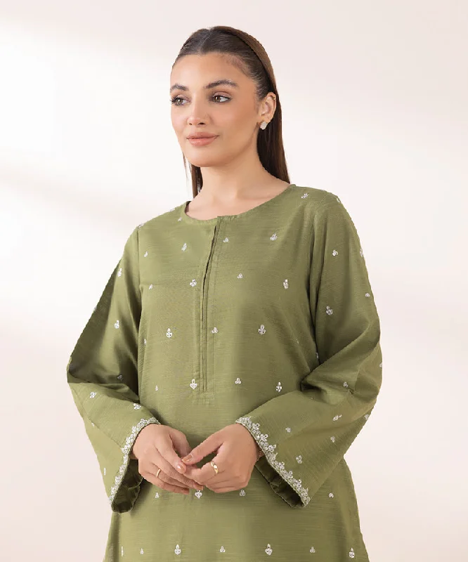 high-quality women's pajama setsEmbroidered Khaddar Shirt