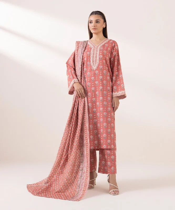 women's pajamas with a subtle shimmerPrinted Khaddar Dupatta