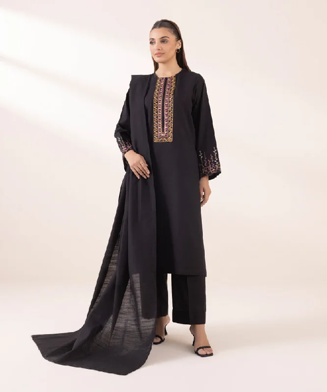 women's pajamas with a fitted designSolid Khaddar Dupatta