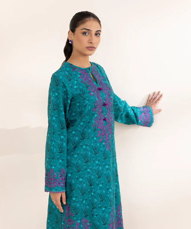 high-quality women's pajama setsEmbroidered Khaddar Shirt