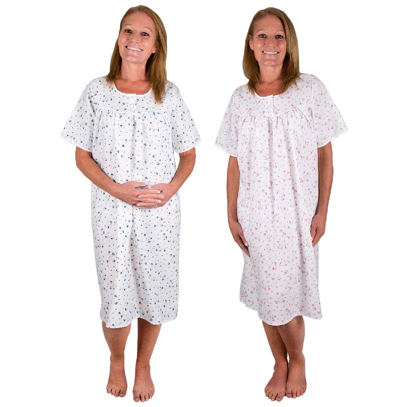 women's pajamas with a relaxed, casual vibeBritish Made Short Sleeve Cotton Nightdress Sizes 10-32