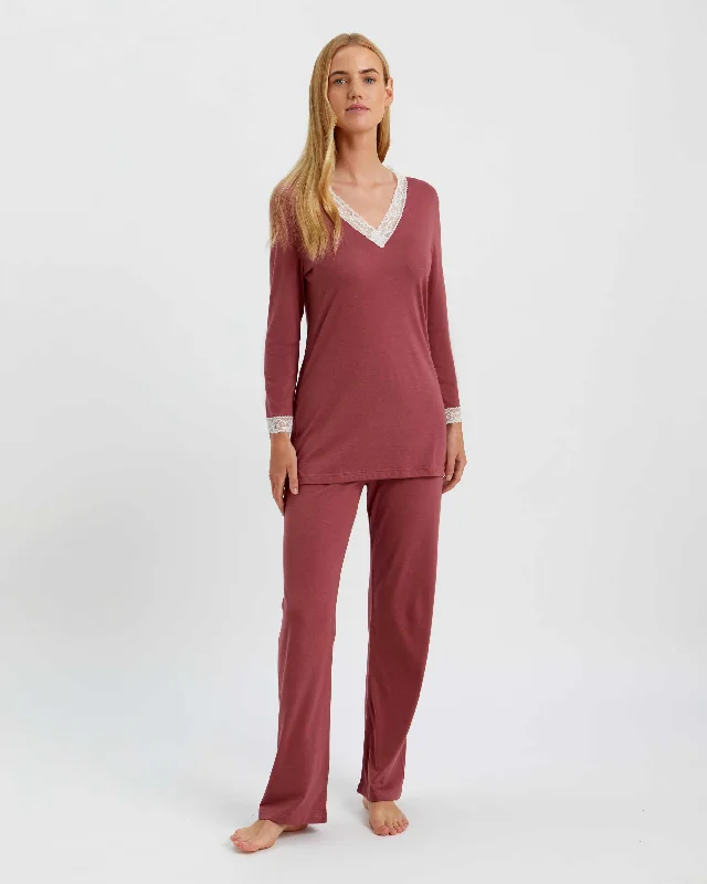 women's pajamas for those who love to stay in and relaxWomen's Jersey Ella Pyjamas - Berry