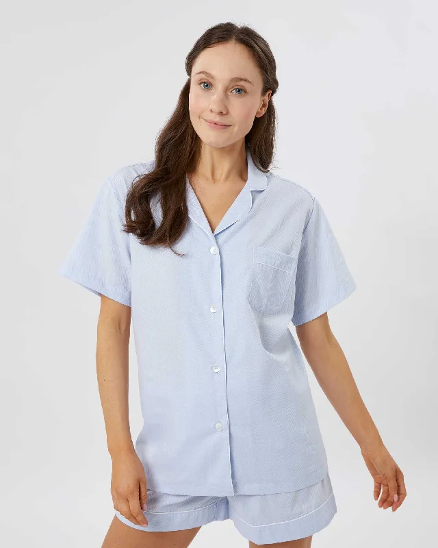 women's pajamas with button-flyWomen's Classic Cotton Florence Short Pyjamas - Jacquard Blue