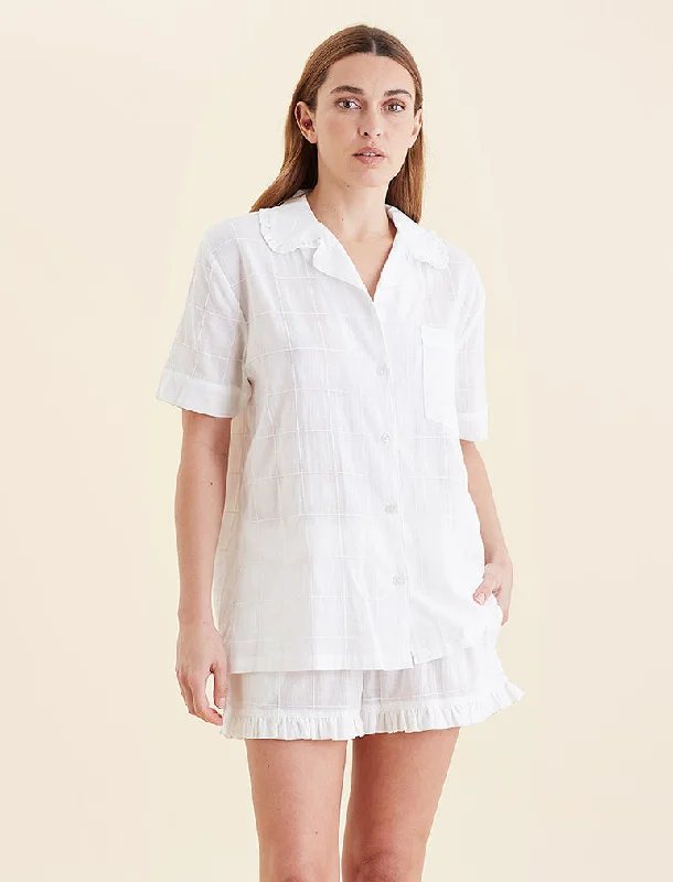 women's pajamas with a whimsical charmIvy Organic Cotton Frill Boxer PJ Set