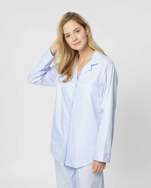 women's pajamas with breathable fabricWomen's Cotton Jacquard Pyjamas - Blue