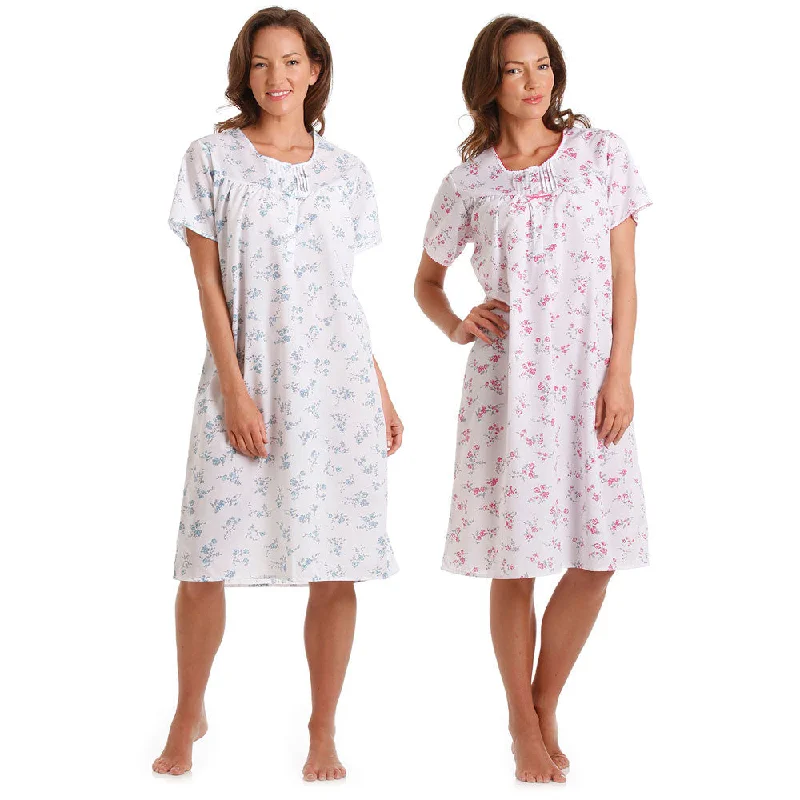 women's pajamas with a charming floral patternLady Olga Short Sleeve Floral  Nightdress Sizes 10-32