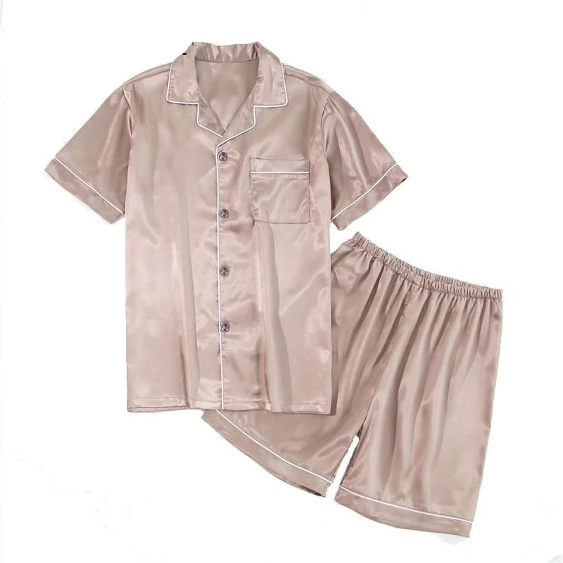 women's pajamas with a stylish cutNew Silk Satin Pajamas Set