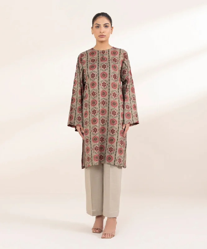 women's pajamas with a charming floral patternPrinted Linen Shirt