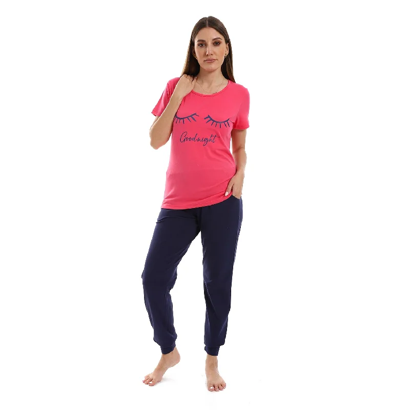 women's cotton pajama setsPrinted Half Sleeves Pajamas With Pants - Kady