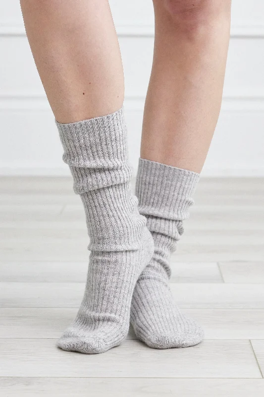 women's pajamas for gift-givingKIP Pure Cashmere Sleep Socks in Dove Grey