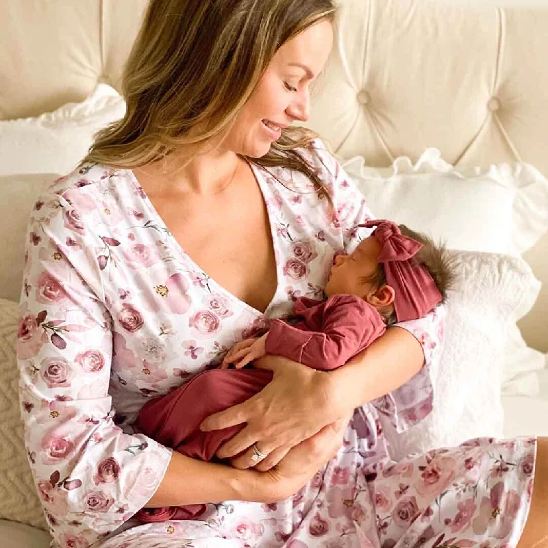 women's pajamas for ultimate relaxationRosie's Rose Garden Knit Maternity Robe