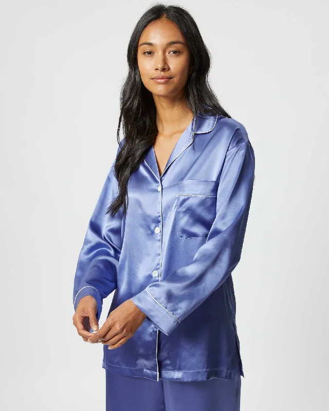 women's pajamas for movie nightsWomen's Silk Pyjamas - Periwinkle