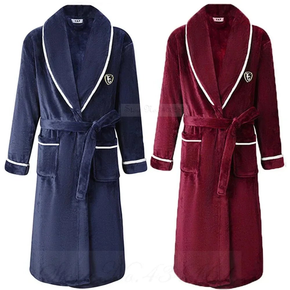 women's pajamas for all-season comfortThicken Warm Nightwear PLUS SIZE Coral Fleece Men Robe Lingerie Flannel Sleepwear Bathrobe Gown Lounge Wear Loose Home Clothes