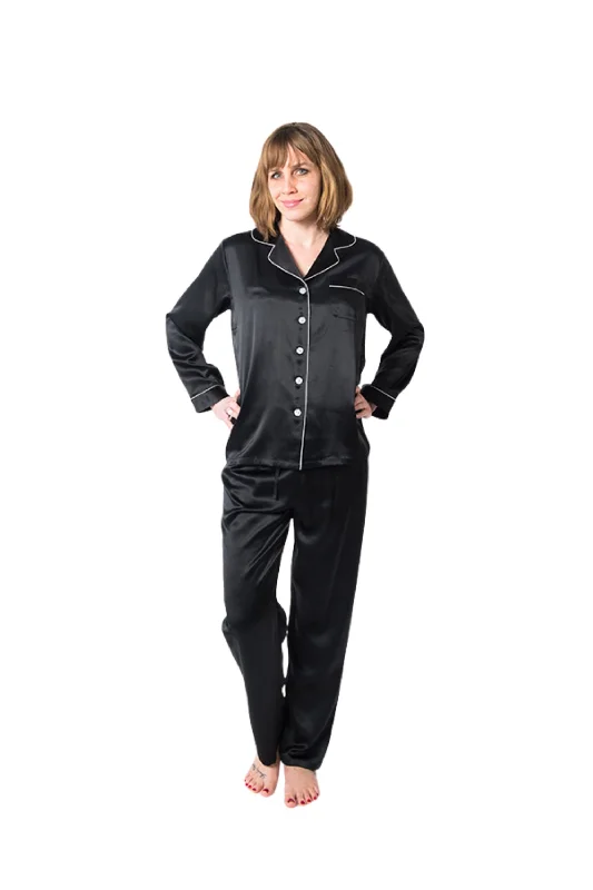 women's pajamas made in USAWomen's Black Mulberry Silk Pajama Set