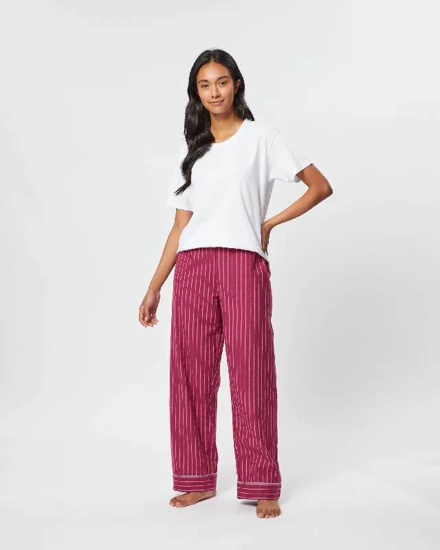 women's pajamas for those who cherish their bedtime routinesWomen's Brushed Cotton Pyjama Trousers - Berry Stripe