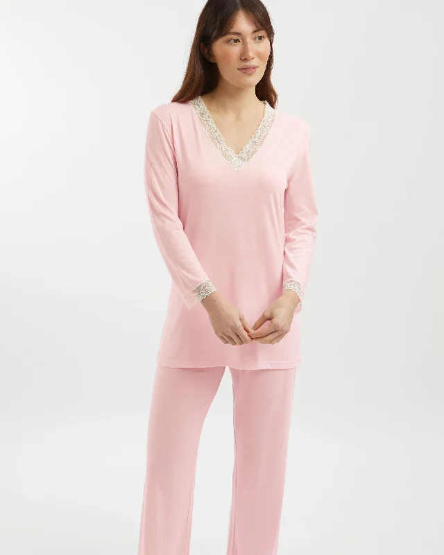 women's pajamas with pocketsWomen's Jersey Ella Pyjamas - Pink