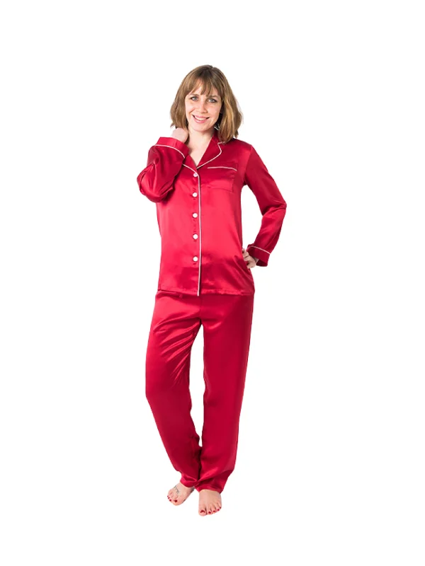 women's pajamas with built-in shortsWomen's Red Mulberry Silk Pajama Set