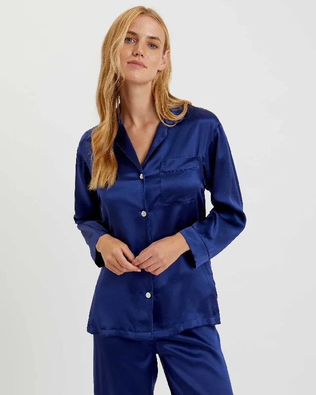 women's pajamas with a charming floral patternWomen's Silk Pyjamas - Midnight